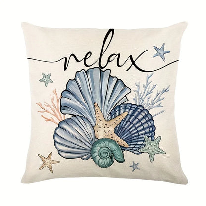 1/4pc Vibrant Summer Starfish and Shell Cushion Cover Linen Fabrics Throw Pillow Covers Home Living Room Sofa Party Decorative