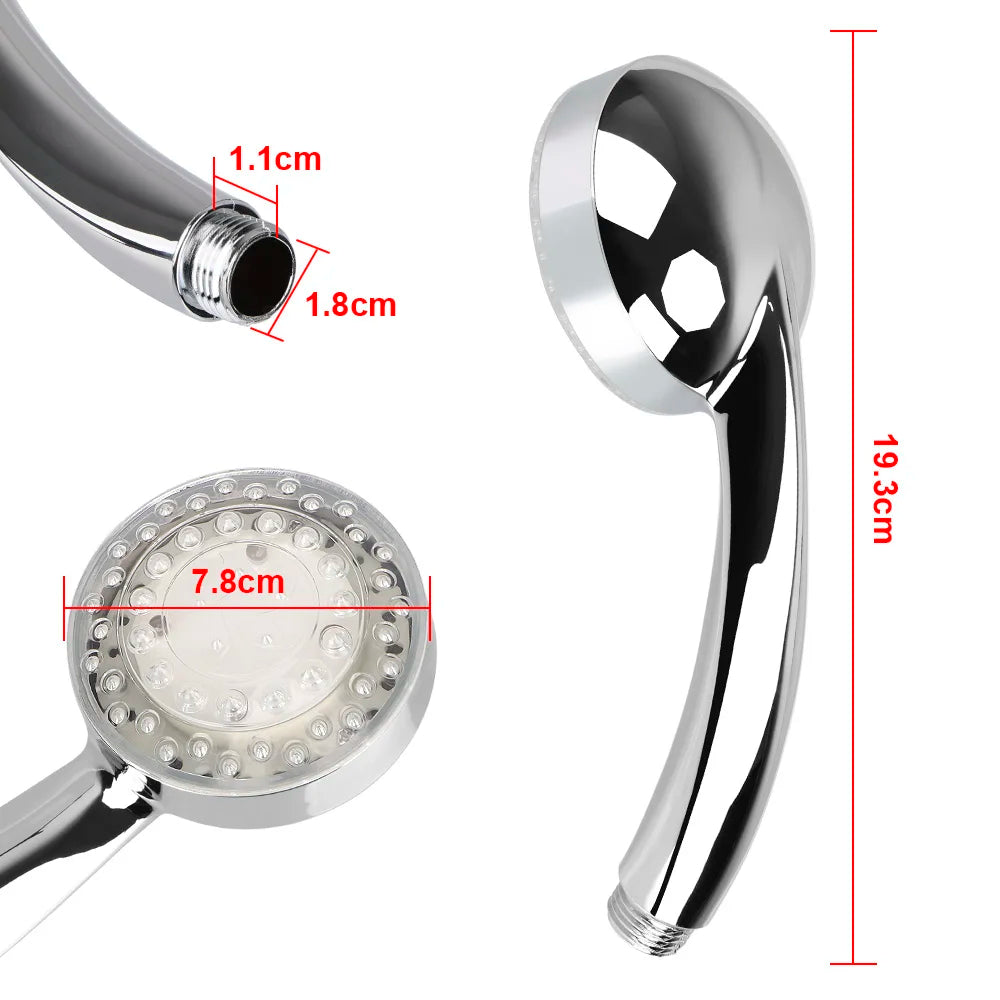 Square Fixed Showerhead Ultra-Quiet Rainfall Top Spray LED Shower Head 3 colors Temperature Sensor 7 Colors Gradual Changing