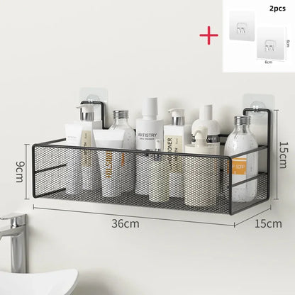 Wall-mounted Bathroom Shelf Punch-free Shower Shampoo Shelf Toilet Accessories Storage Shelf Kitchen Condiment Storage Basket