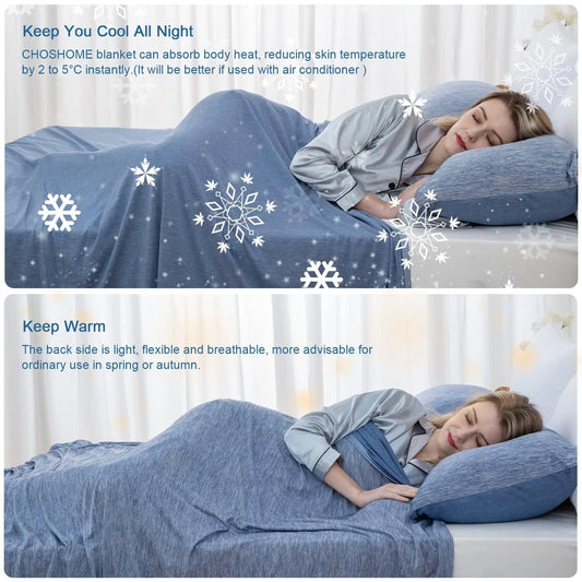 1PC Cooling Blanket for Hot Sleepers Lightweight Summer Cold Thin Blankets for Sleeping, Hot Flashes Night Sweats, Soft Blanket