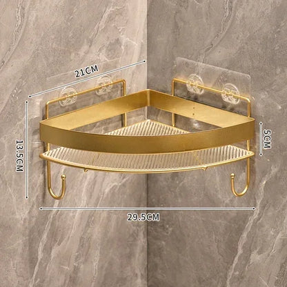 Gold Bathroom Storage Rack  non punching tripod Wall Mounted Storage holder Shampoo shower gel storage rack Bathroom Accessories