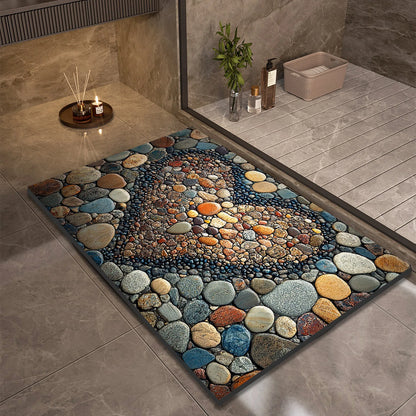 Stone Design Diatomite Bath Mat Bathroom Non-slip Shower Foot Mats Absorbent Quick Dry Toilet Rugs Carpet Doormat Washable