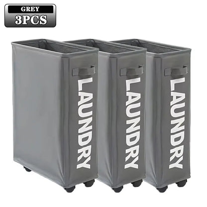 1/2/3Pcs Dirty Laundry Basket with Wheels Foldable Laundry Basket Household Clothes Organiser Yoga Mat Equipment Storage Basket