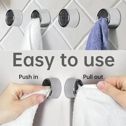 Wall Mounted Self Adhesive Plug Holder HooksBathroom Towel Storage Sucker Racks  Round Kitchen Dishcloth Hanger Clip Organizer