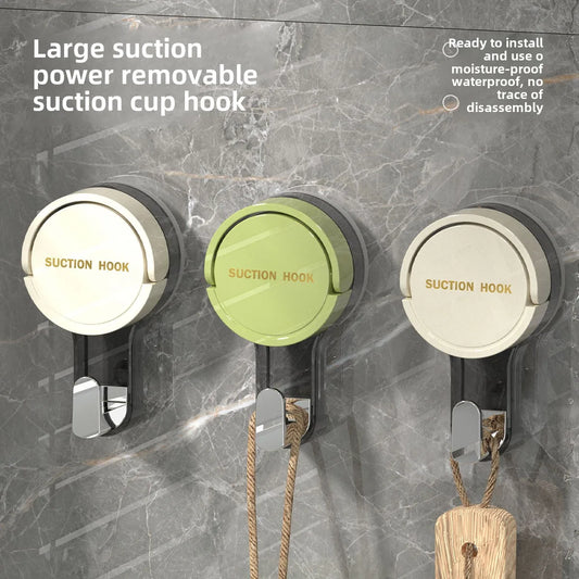 Wall Mounted Vacuum Suction Cup Hook No-Drilling Key Towel Hanger Hook for Bathroom Kitchen Removable Storage Hook