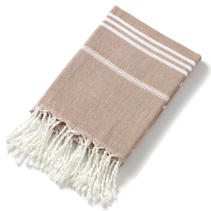 Cotton Striped  Turkish Sports Bath Towel with Tassels Travel Gym Camping Sauna Beach Pool Blanket Absorbent Easy Care