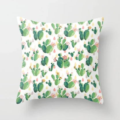 Tropical Cactus Tree Summer Flower Pattern Polyester Pad Home Decoration Car Sofa Throwing Pillow 40829