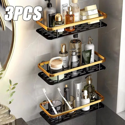 Non perforated Bathroom Shelf Floating Shelf for Wall Shelves Shower Hardware Bathroom Corner Shelf wall storage rack