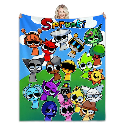 Sprunki Incredibox Game Soft Fuzzy Plush Throw Blanket for Couch Bed Multi-Sized Napping Bedspread All Seasons Comforter