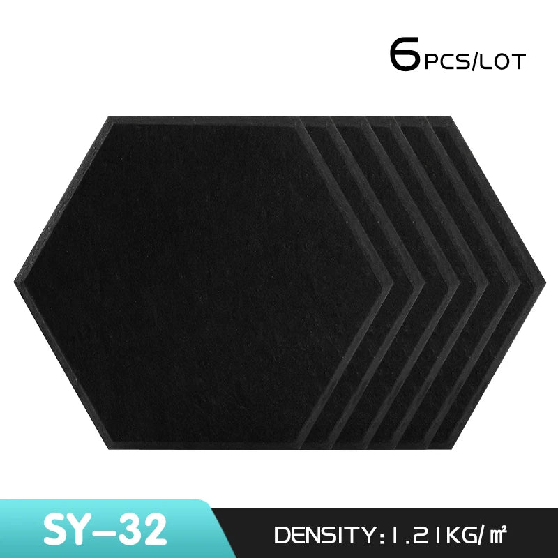 6Pcs Hexagon Polyester Wall Panels Soundproofing Sound Proof Self-adhesive Acoustic Panel Office Esports Room Nursery Wall Decor