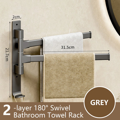 Bathroom Towel Rack Rotatable Towel Holder Space Aluminum 1/2/3/4/5-Bar Towel Hanger Kitchen Kitchen Hanging Wall Mounted