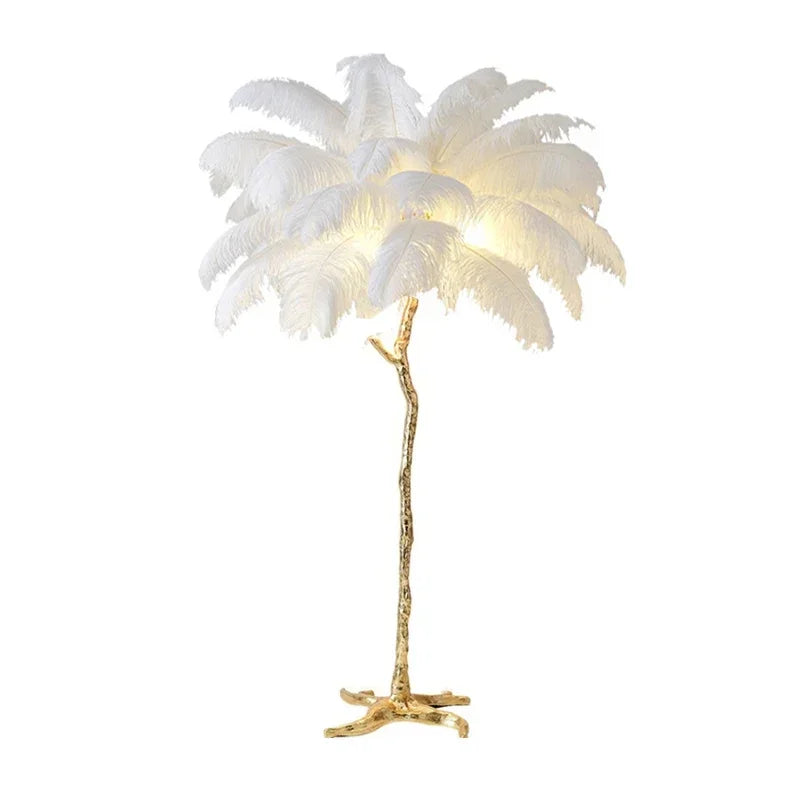 Nordic Ostrich Feather Floor Lamp Living Live Room Atmosphere Home Decor Sofa Corner Standing Lamp Bedroom Bedside Table Light