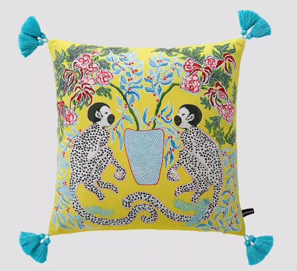 White Moneky Cushion Cover Soft Velvet Pillowcase Both Side Print Animal Cute Style Pillowcase Shell 60cm Home Sofa Deco
