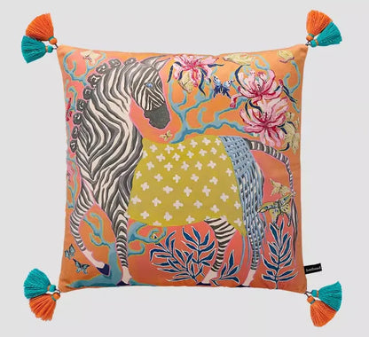 White Moneky Cushion Cover Soft Velvet Pillowcase Both Side Print Animal Cute Style Pillowcase Shell 60cm Home Sofa Deco