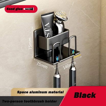 1pc Metal Toothbrush Storage Rack Wall-mounted U-shaped Card Slot Electric Toothbrush Holder Razor Cup Shelf Bathroom Organizer