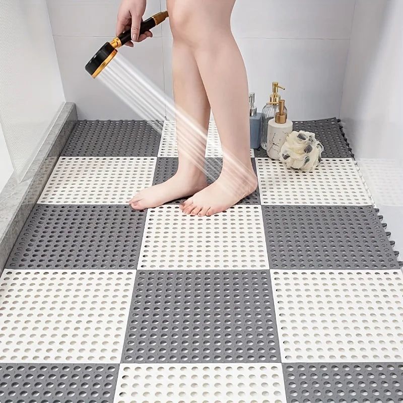 1set/2set/3set- Shower Room Floor Mat, Bathroom Non-slip Mat, Hollow Splicing Water Insulation Bath Feet Mat, Suit For Swimming
