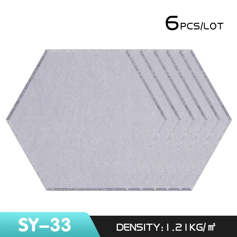 6Pcs Hexagon Polyester Wall Panels Soundproofing Sound Proof Self-adhesive Acoustic Panel Office Esports Room Nursery Wall Decor