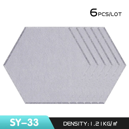 6Pcs Hexagon Polyester Wall Panels Soundproofing Sound Proof Self-adhesive Acoustic Panel Office Esports Room Nursery Wall Decor