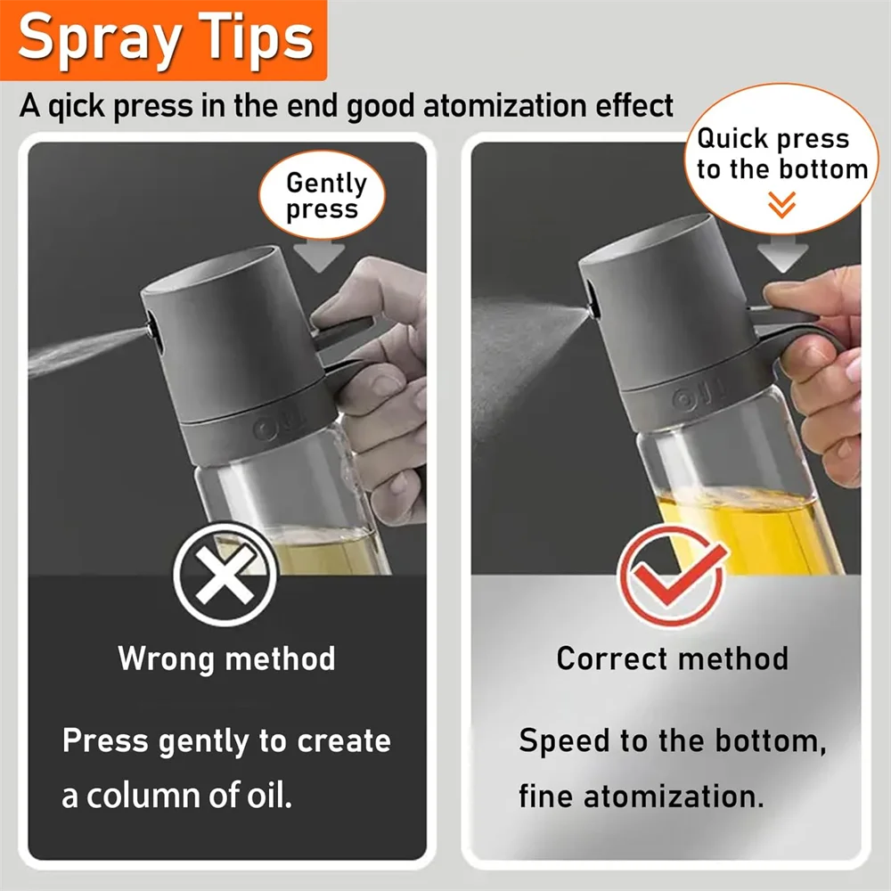 Oil Sprayer for Cooking, 250 ml Oil Spray Bottle and Oil Brush Kitchen, Oil Sprayer, Spray Bottle Oil Kitchen for Hot Air Fryer