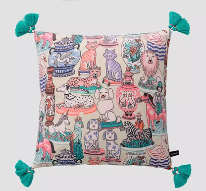White Moneky Cushion Cover Soft Velvet Pillowcase Both Side Print Animal Cute Style Pillowcase Shell 60cm Home Sofa Deco