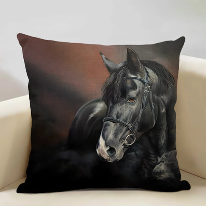 Farm Animals Horse Cushion Cover  45x45cm Linen Pillow Case Luxury Home Sofa Decoration Pillowcase Double-sided Printing