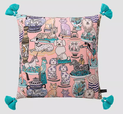 White Moneky Cushion Cover Soft Velvet Pillowcase Both Side Print Animal Cute Style Pillowcase Shell 60cm Home Sofa Deco