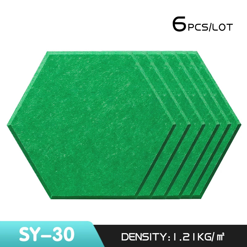6Pcs Hexagon Polyester Wall Panels Soundproofing Sound Proof Self-adhesive Acoustic Panel Office Esports Room Nursery Wall Decor