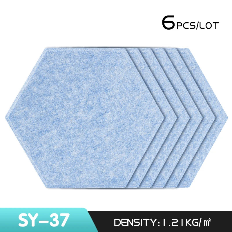 6Pcs Hexagon Polyester Wall Panels Soundproofing Sound Proof Self-adhesive Acoustic Panel Office Esports Room Nursery Wall Decor