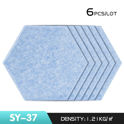 6Pcs Hexagon Polyester Wall Panels Soundproofing Sound Proof Self-adhesive Acoustic Panel Office Esports Room Nursery Wall Decor