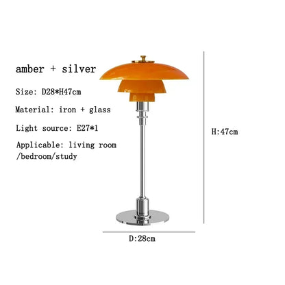Danish Designer Glass Reading Table Lamp Nordic Modern Living Room Study Home Decor Silver Simple Art High-end Bedside Light LED