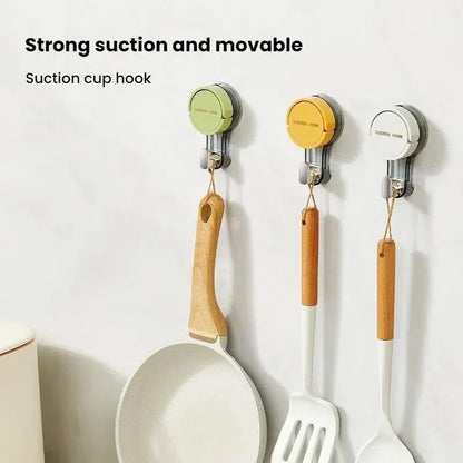 Wall Mounted Vacuum Suction Cup Hook No-Drilling Key Towel Hanger Hook for Bathroom Kitchen Removable Storage Hook