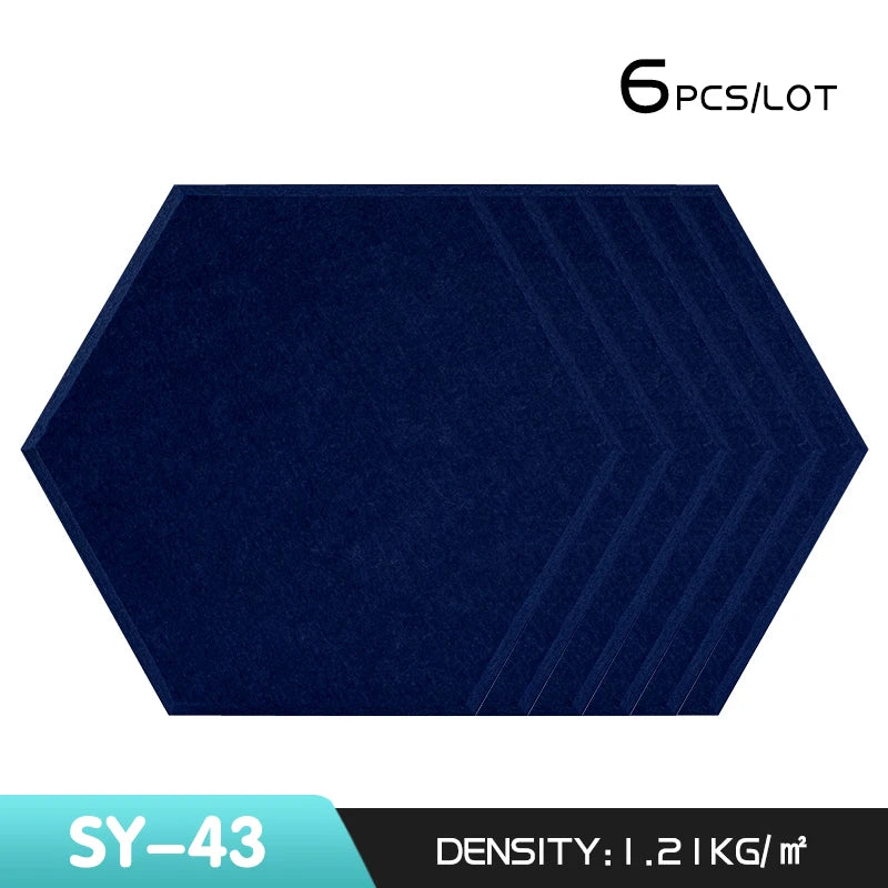 6Pcs Hexagon Polyester Wall Panels Soundproofing Sound Proof Self-adhesive Acoustic Panel Office Esports Room Nursery Wall Decor