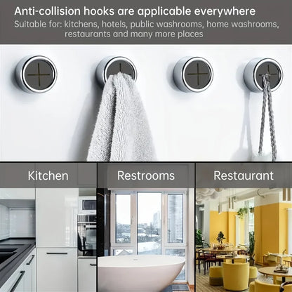 Wall Mounted Self Adhesive Plug Holder HooksBathroom Towel Storage Sucker Racks  Round Kitchen Dishcloth Hanger Clip Organizer