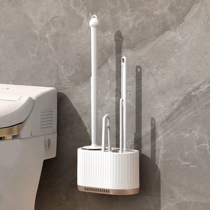 Household Toilet Brush Wall Mounted Toilet Cleaning Brush, No Angle for Comprehensive Cleaning, Suitable for Toilets, 4-in-1 Set
