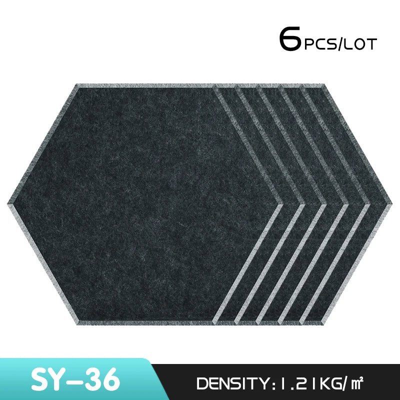 6Pcs Hexagon Polyester Wall Panels Soundproofing Sound Proof Self-adhesive Acoustic Panel Office Esports Room Nursery Wall Decor