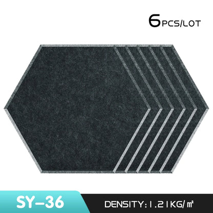 6Pcs Hexagon Polyester Wall Panels Soundproofing Sound Proof Self-adhesive Acoustic Panel Office Esports Room Nursery Wall Decor