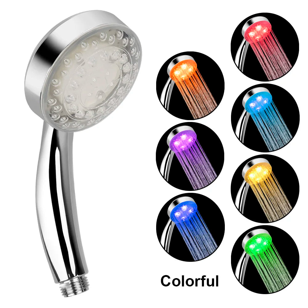 Square Fixed Showerhead Ultra-Quiet Rainfall Top Spray LED Shower Head 3 colors Temperature Sensor 7 Colors Gradual Changing