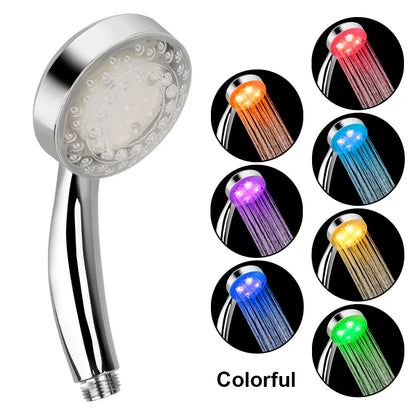 Square Fixed Showerhead Ultra-Quiet Rainfall Top Spray LED Shower Head 3 colors Temperature Sensor 7 Colors Gradual Changing