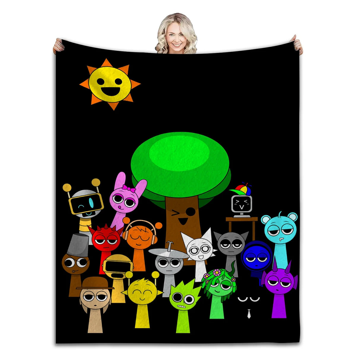 Sprunki Incredibox Game Soft Fuzzy Plush Throw Blanket for Couch Bed Multi-Sized Napping Bedspread All Seasons Comforter