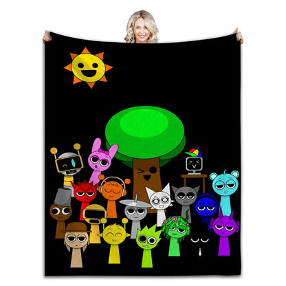 Sprunki Incredibox Game Soft Fuzzy Plush Throw Blanket for Couch Bed Multi-Sized Napping Bedspread All Seasons Comforter