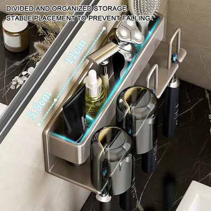 1pc Metal Toothbrush Storage Rack Wall-mounted U-shaped Card Slot Electric Toothbrush Holder Razor Cup Shelf Bathroom Organizer