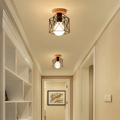 Modern Glass Ceiling Lamp Wooden Milk Glass Ceiling Lamp Metal Frame for Living Room Bedroom Dining Room Kitchen Hallway Foyer