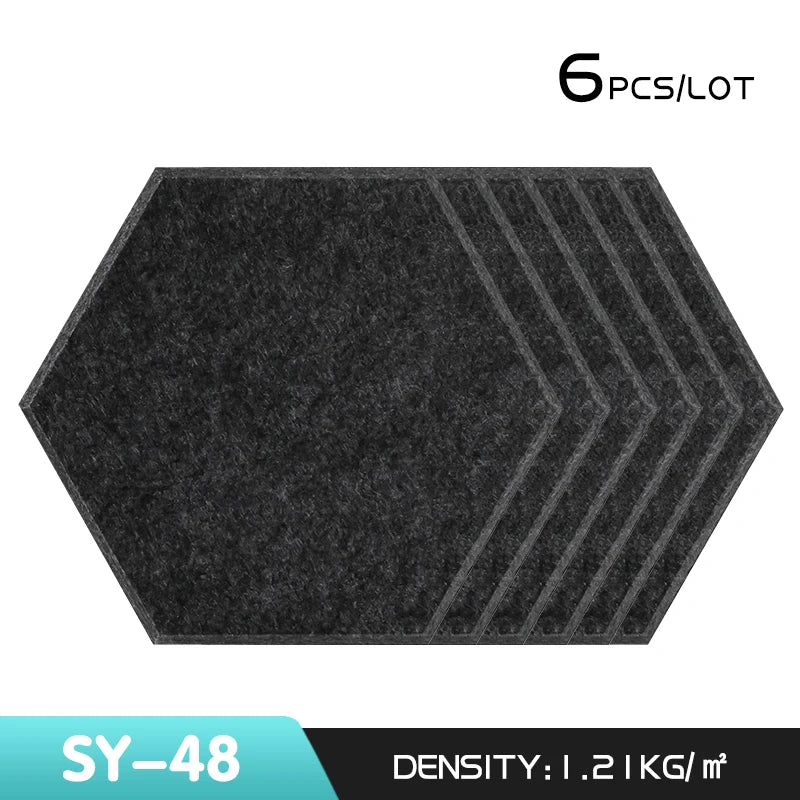 6Pcs Hexagon Polyester Wall Panels Soundproofing Sound Proof Self-adhesive Acoustic Panel Office Esports Room Nursery Wall Decor