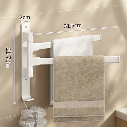 Bathroom Towel Rack Rotatable Towel Holder Space Aluminum 2/3/4/5-Bar Towel Hanger Kitchen Shelf Paper Hanging Wall Mounted