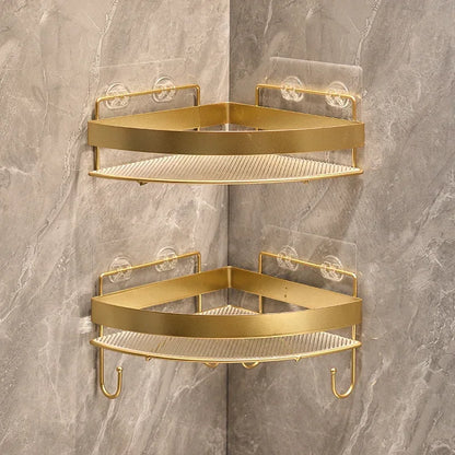 Gold Bathroom Storage Rack  non punching tripod Wall Mounted Storage holder Shampoo shower gel storage rack Bathroom Accessories