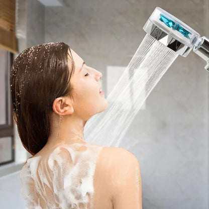 Handheld 360 Degrees Rotation Turbo Fan Shower Head High Pressure Water Saving Spray Showerhead Filters Bathroom Accessories
