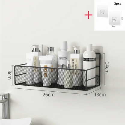 Wall-mounted Bathroom Shelf Punch-free Shower Shampoo Shelf Toilet Accessories Storage Shelf Kitchen Condiment Storage Basket