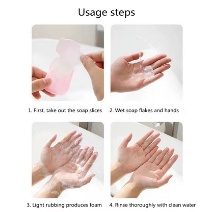 40/60/100 Pcs Soap Paper Portable Hand Washing Slice Sheets Bath Travel Scented Foaming Soap Bath Clean Soap Tablets Bathroom