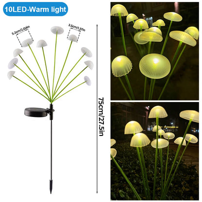 LED Solar Jellyfish Mushroom Fairy Light RGB Waterproof Energy-saving Solar Garden Lamp for Outdoor Lawns Courtyard Decor Light